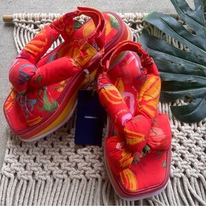 New Farm Rio Fruit Print Puffy Platform Sandals Size 8 ✅
